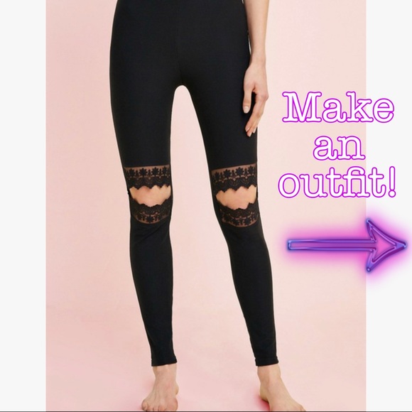 Hayden Pants - ✨2X HOST PICK✨ NEW 🖤Black SOFT lace knee leggings